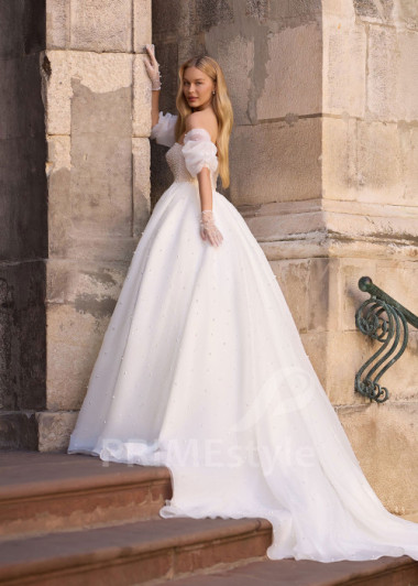 Princeznovské svadobné šaty so samostatnými rukávmi Jasmine | PRIMESTYLE.SK