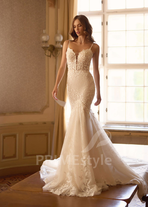 Trendové svadobné šaty na tenké ramienka Linda