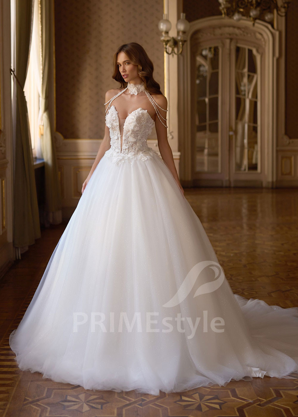 Princeznovské svadobné šaty s 3D kvetmi Rachel