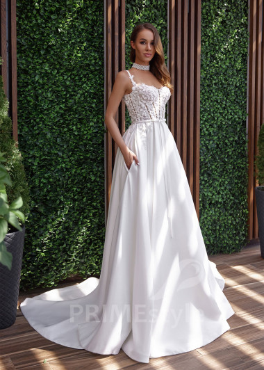 Elegantné čipkované svadobné šaty RC2522