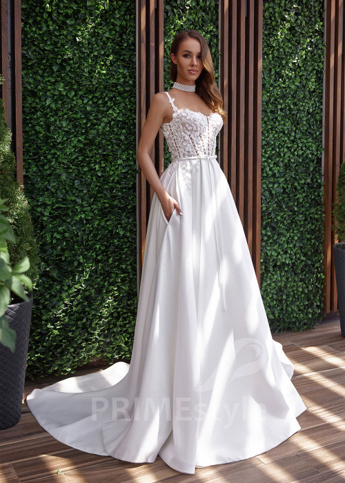 Elegantné čipkované svadobné šaty RC2522