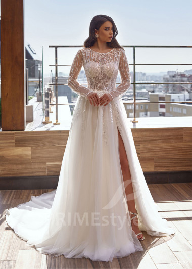 Extravagantné trblietavé svadobné šaty RC2523