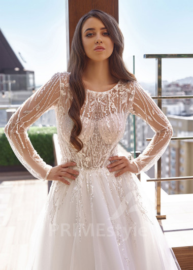 Extravagantné trblietavé svadobné šaty RC2523 - primestyle.sk