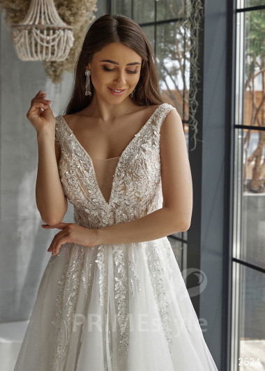 Extravagantné čipkované svadobné šaty RC2524 - primestyle.sk