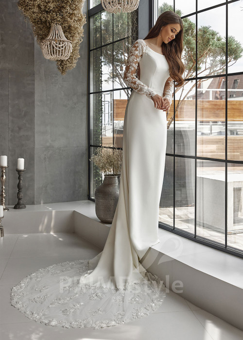 Elegantné hladké svadobné šaty RC2525