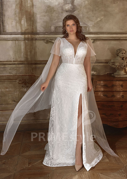 Celočipkované svadobné šaty pre moletky Naomi