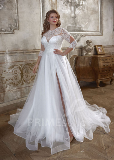 Čipkované svadobné šaty pre moletky Nella