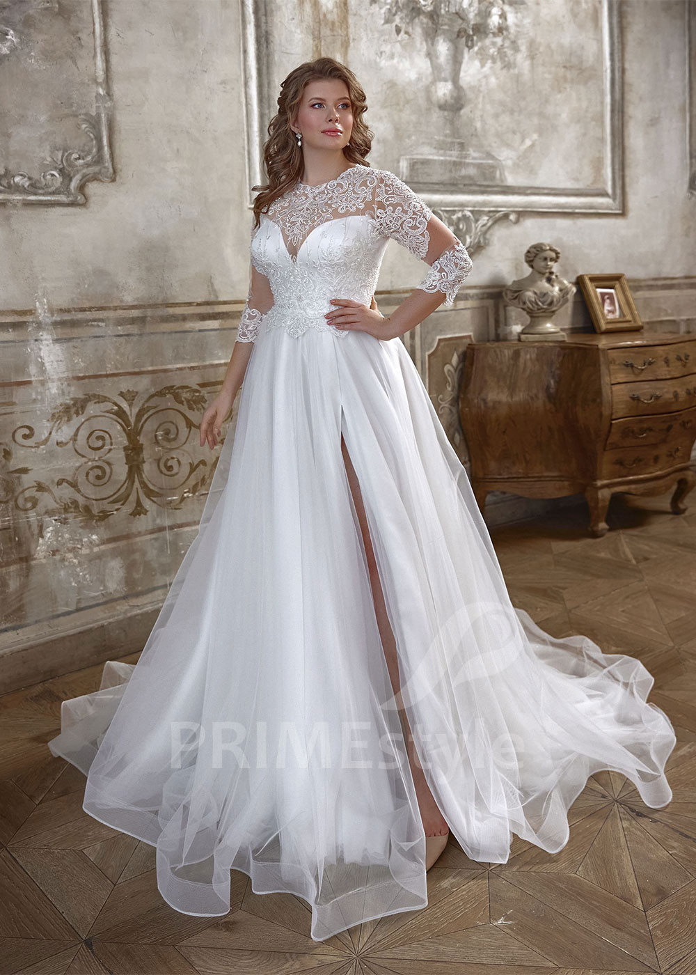 Čipkované svadobné šaty pre moletky Nella