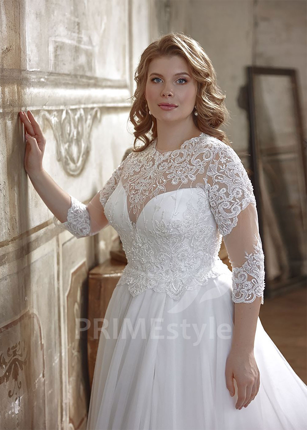 Čipkované svadobné šaty pre moletky Nella