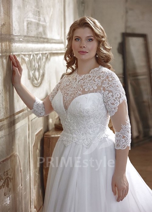 Čipkované svadobné šaty pre moletky Nella