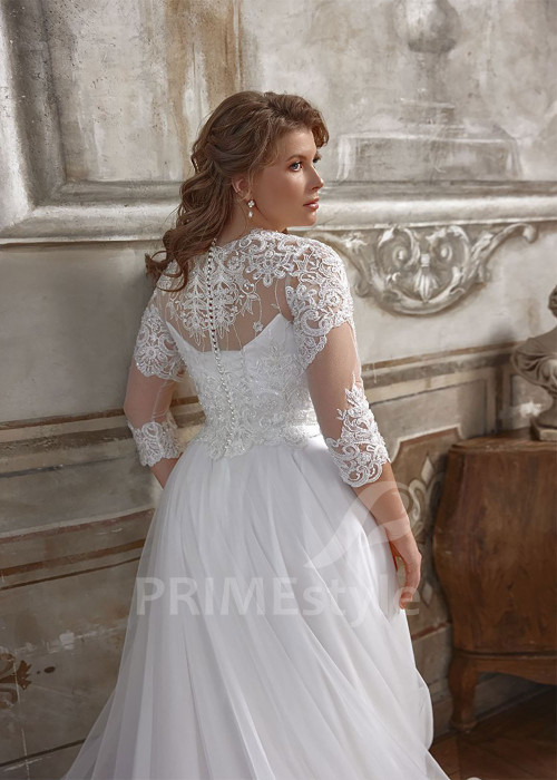 Čipkované svadobné šaty pre moletky Nella
