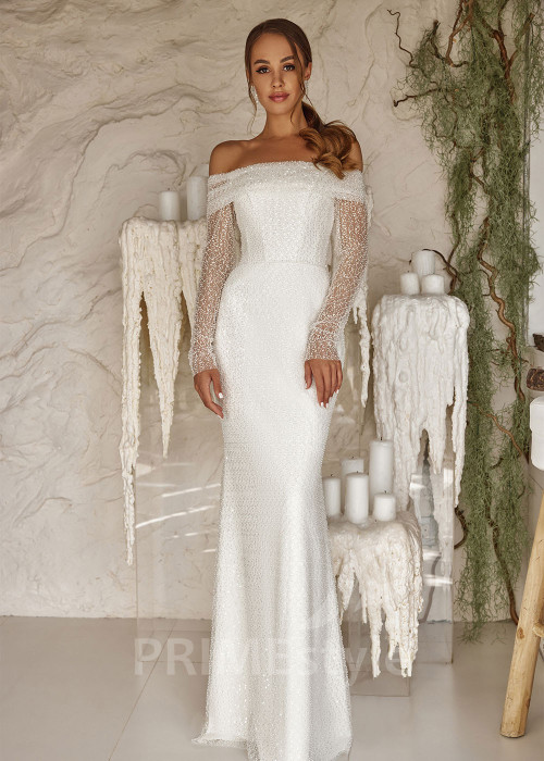 Elegantné trblietavé svadobné šaty RC2527