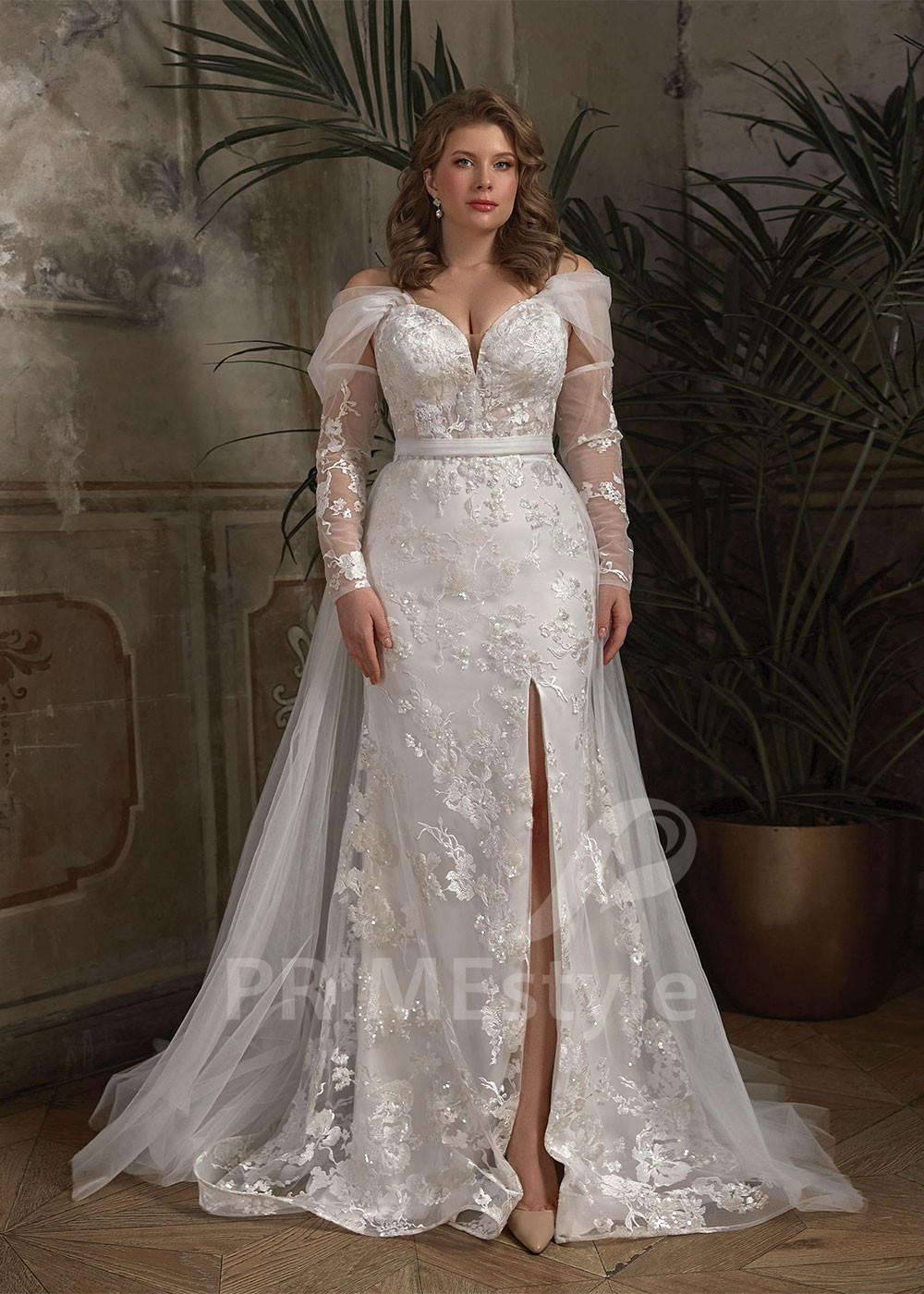 Celočipkované svadobné šaty pre moletky Nonna