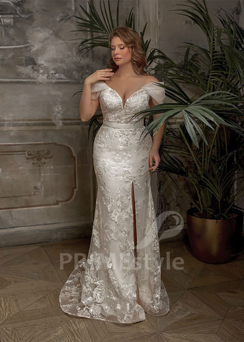 Celočipkované svadobné šaty pre moletky Nonna