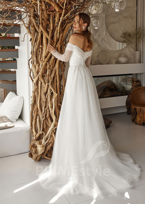 Elegantné trblietavé svadobné šaty RC2527