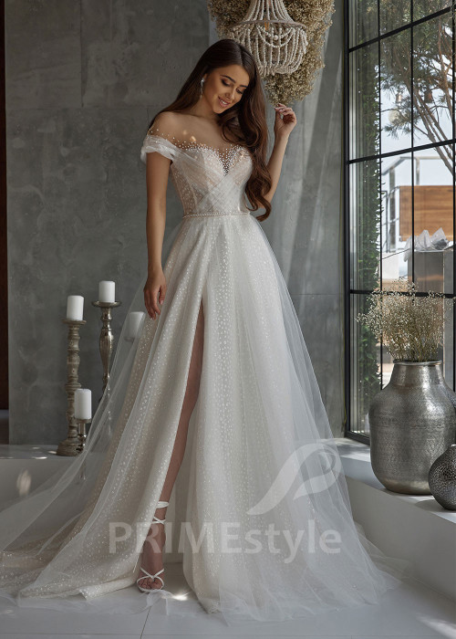 Jednoduché tylové svadobné šaty RC2528