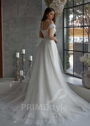 Jednoduché tylové svadobné šaty RC2528 - primestyle.sk