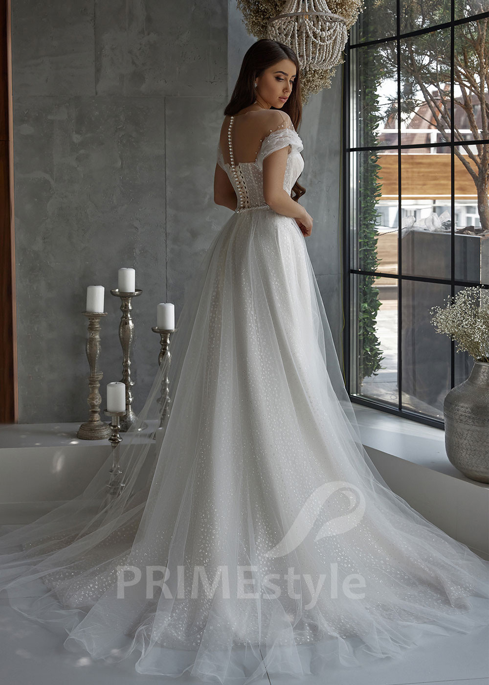 Jednoduché tylové svadobné šaty RC2528