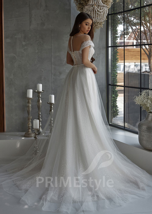 Jednoduché tylové svadobné šaty RC2528