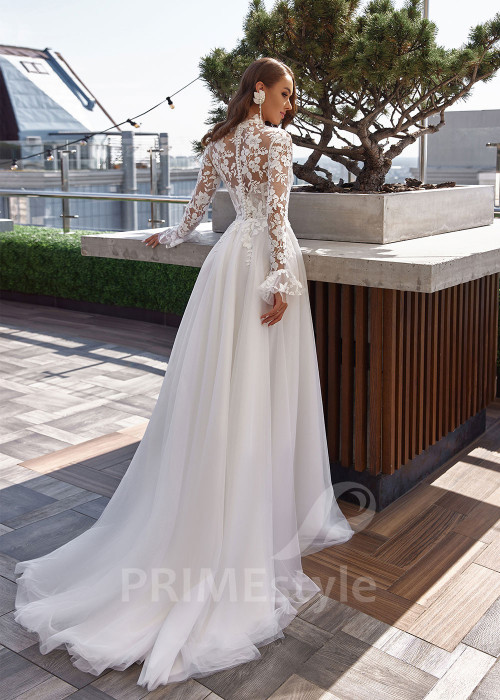 Elegantné kvetované svadobné šaty RC2532