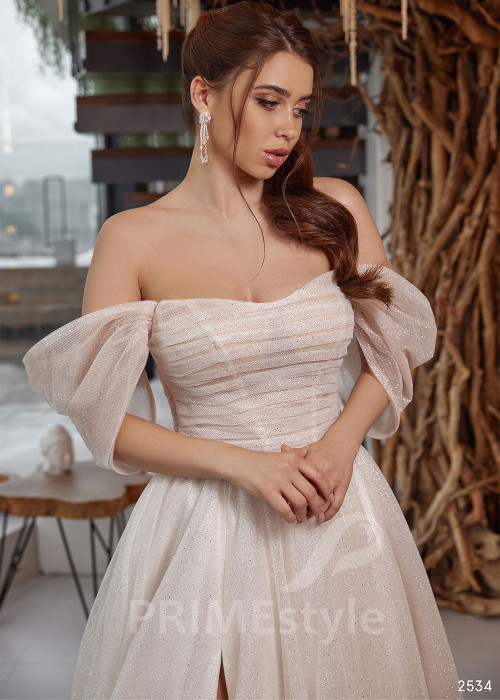 Elegantné trblietavé svadobné šaty RC2534