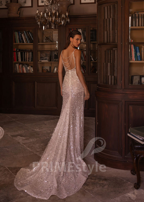 Luxusné trblietavé svadobné šaty VO003