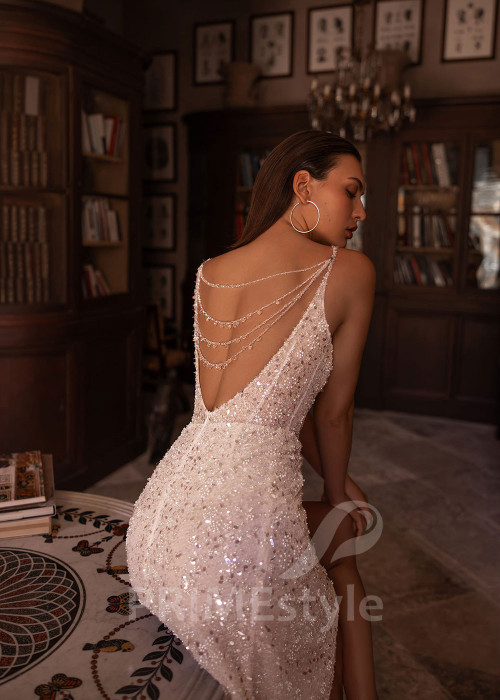 Luxusné trblietavé svadobné šaty VO003