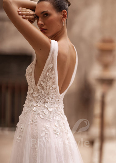 Luxusné svadobné šaty na ramienka VO007 - primestyle.sk