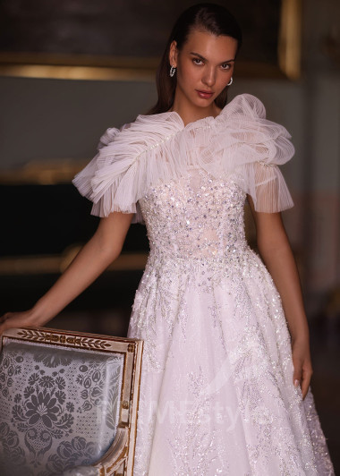 Luxusné extravagantné svadobné šaty VO008 - primestyle.sk