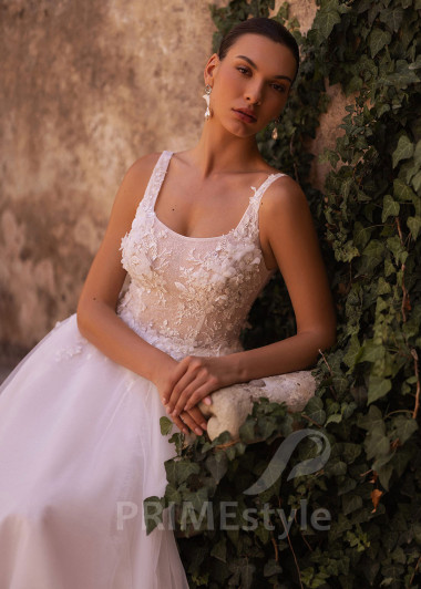 Luxusné svadobné šaty na ramienka VO011 - primestyle.sk