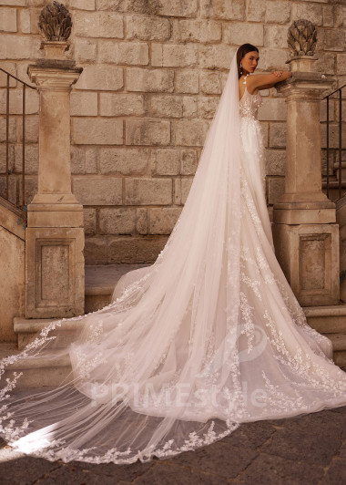 Luxusné svadobné šaty na ramienka VO018 - primestyle.sk