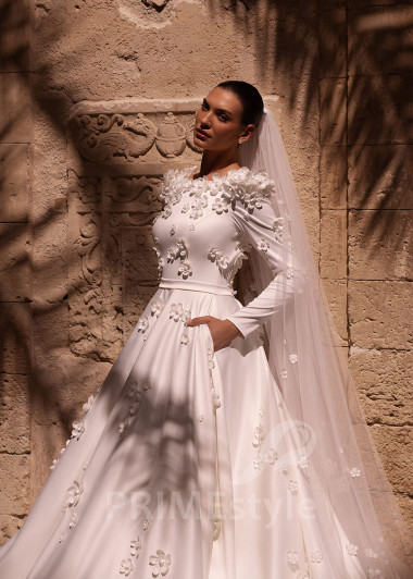 Luxusné kvetované svadobné šaty VO019 - primestyle.sk