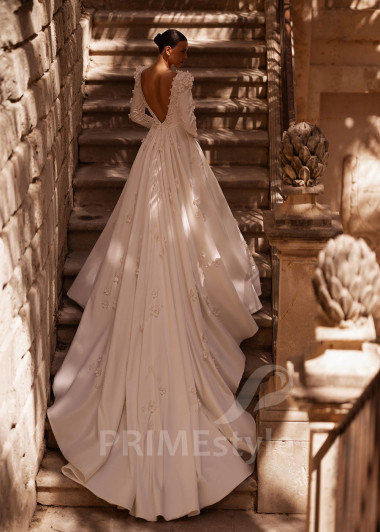 Luxusné kvetované svadobné šaty VO019 - primestyle.sk