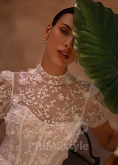 Luxusné čipkované svadobné šaty VO021 - primestyle.sk