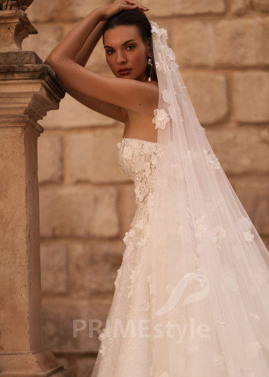 Luxusné kvetované svadobné šaty VO023 - primestyle.sk