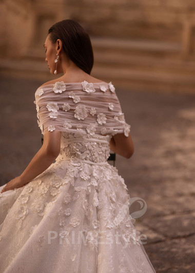 Luxusné kvetované svadobné šaty VO023 - primestyle.sk