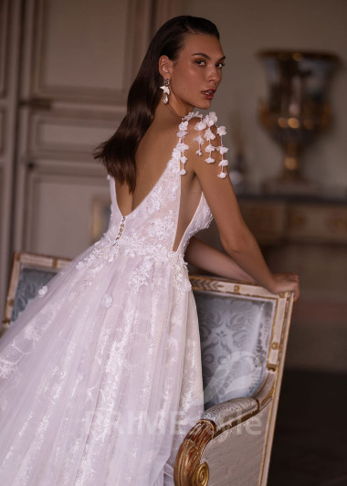 Luxusné svadobné šaty na ramienka VO024 - primestyle.sk