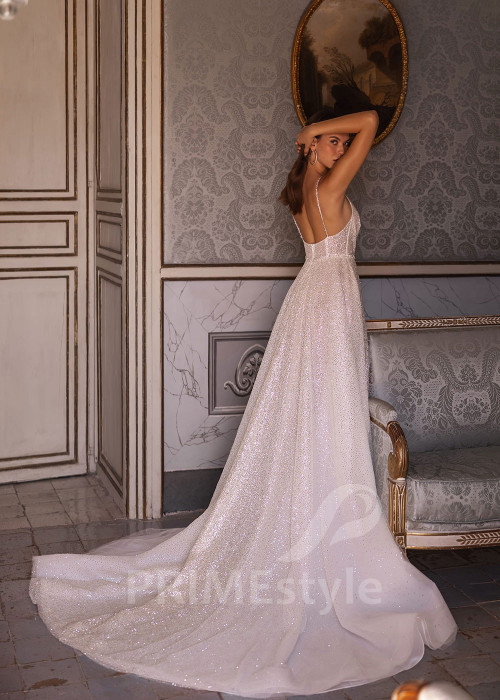 Luxusné trblietavé svadobné šaty VO031