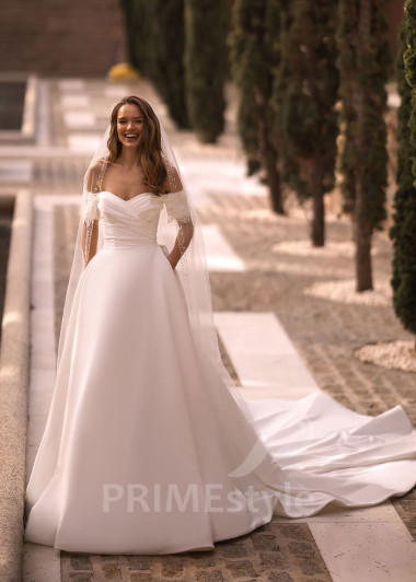 Luxusné hladké svadobné šaty VR016