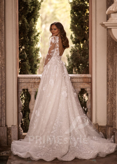 Luxusné kvetované svadobné šaty VR020 - primestyle.sk