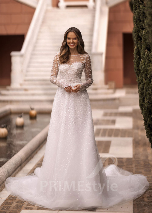 Luxusné trblietavé svadobné šaty VR022