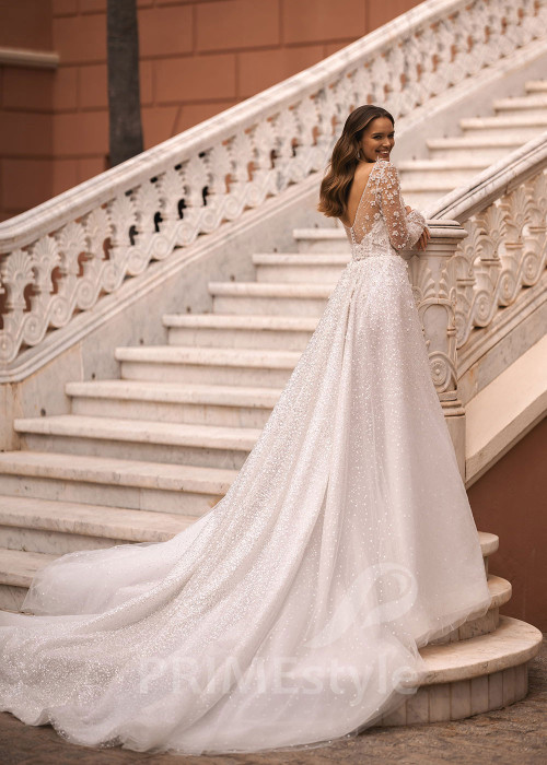 Luxusné trblietavé svadobné šaty VR022