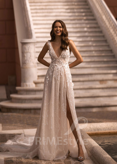 Luxusné trblietavé svadobné šaty VR027