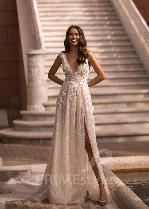 Luxusné trblietavé svadobné šaty VR027