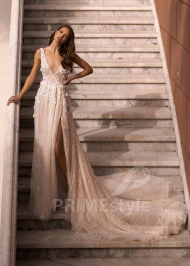 Luxusné trblietavé svadobné šaty VR027 - primestyle.sk