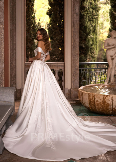 Luxusné saténove svadobné šaty VR032 - primestyle.sk