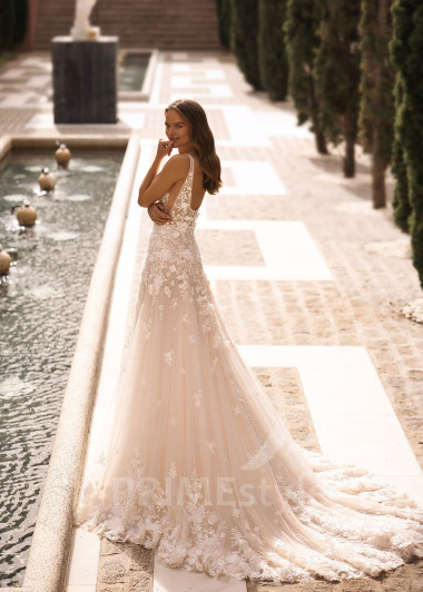 Luxusné kvetované svadobné šaty VR033 - primestyle.sk