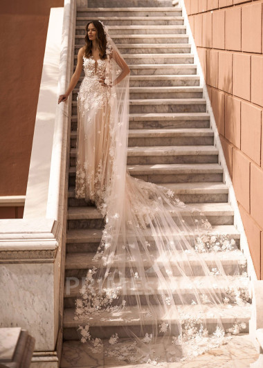 Luxusné kvetované svadobné šaty VR033 - primestyle.sk