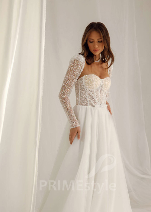 Elegantné trblietavé svadobné šaty Adele