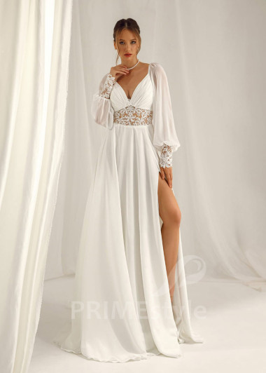 Jednoduché boho svadobné šaty Amelia